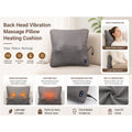 Vibration Massage Pillow with Heating, Rechargeable Back Neck Massage Cushion for Home Office Travel