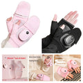 Rechargeable Heated Gloves for Women, 3 Speed Temperature Control Touchscreen Convertible Half Full Finger Winter Heating Gloves, Washable Electric Hand Warmers
