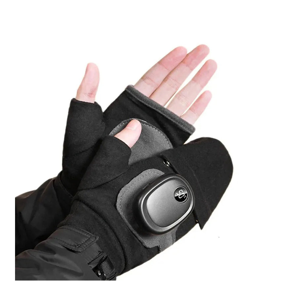 Rechargeable Heated Gloves for Women, 3 Speed Temperature Control Touchscreen Convertible Half Full Finger Winter Heating Gloves, Washable Electric Hand Warmers