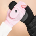Rechargeable Heated Gloves for Women, 3 Speed Temperature Control Touchscreen Convertible Half Full Finger Winter Heating Gloves, Washable Electric Hand Warmers