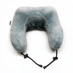 U-Shaped Neck Massage Pillow, Grey Travel Massager Pillow with Memory Foam & Velvet Cover grey color