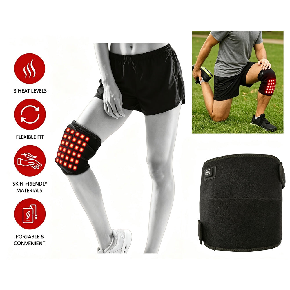 Red Light Therapy Heating Knee Wrap, 660nm 850nm Infrared Light Knee Pad for Knee Pain Relief & Recovery