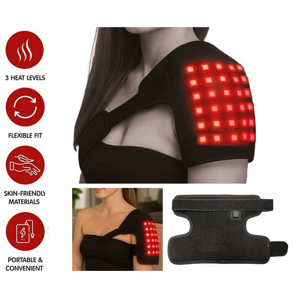 Red Light Therapy Heating Shoulder Pad, 660nm 850nm Infrared Light Shoulder Wrap for Shoulder Pain & Muscle Recovery